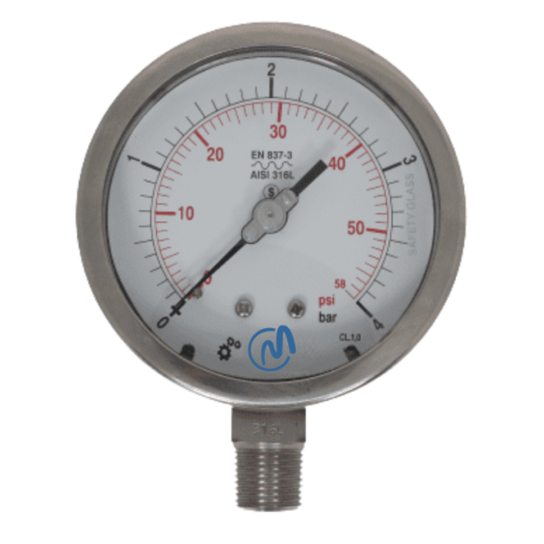 ALL SS SOLID FRONT PRESSURE GAUGE